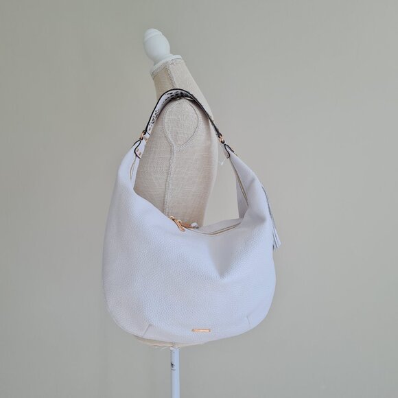 Rebecca Minkoff Bailey Austin Studded Hobo White Pebbled Leather Shoulder Bag - Picture 4 of 15